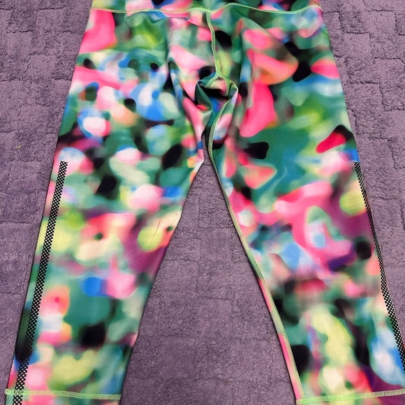 Adidas Pink and Green Cropped Leggings - Picture 3 of 6